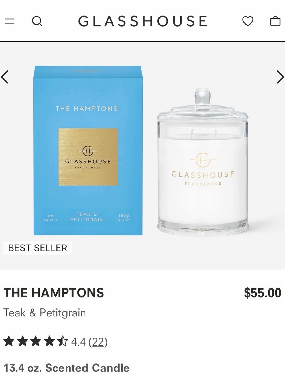 Glasshouse Candle- The Hamptons